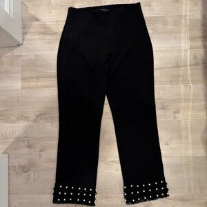 ZARA Black and white pearl embellished trousers with flared bottom